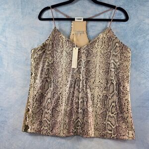 Lavender Brown Snakeskin Sequin Camisole Top Womens M.Tan Gold Racerback NWT